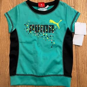 Puma Little Girls Turquoise and Black Logo Tee - Size 2T